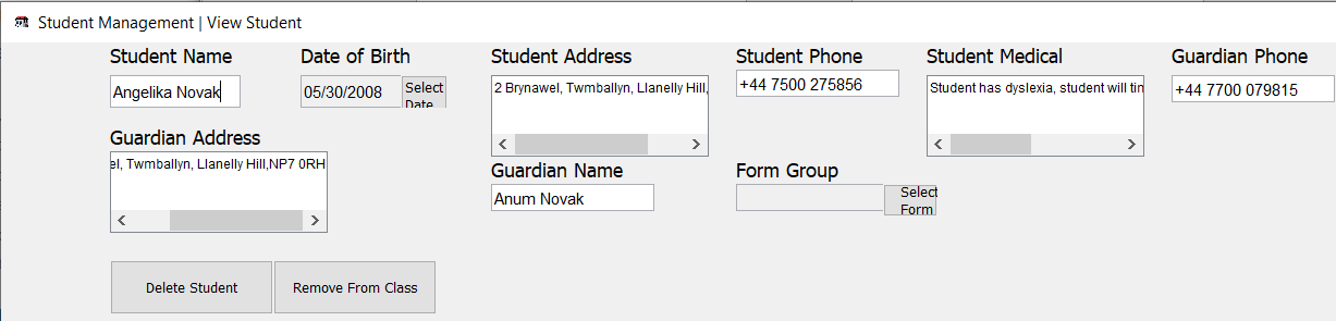 View Student info as Admin